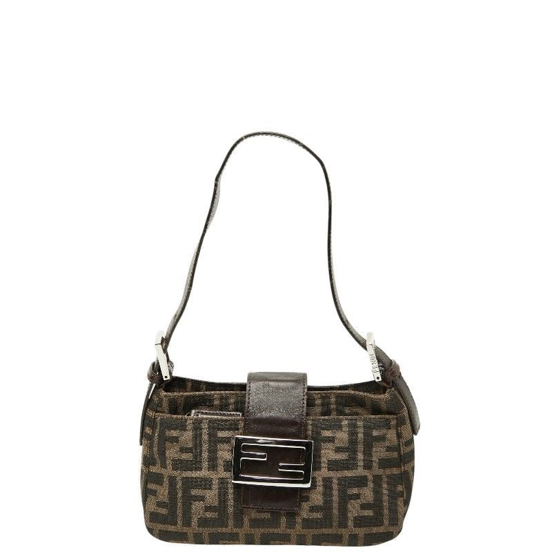 Fendi Zucca Mamma Baguette Shoulder Bag Brown Canvas Leather