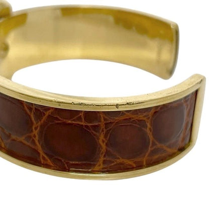Hermes Bangle Gold Brown Excellent Condition GP Croc Used Hermes