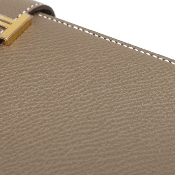 Hermes Long Wallet Bearn Souffle Vaux Epson Etoupe Gold Hardware Unused Glazed