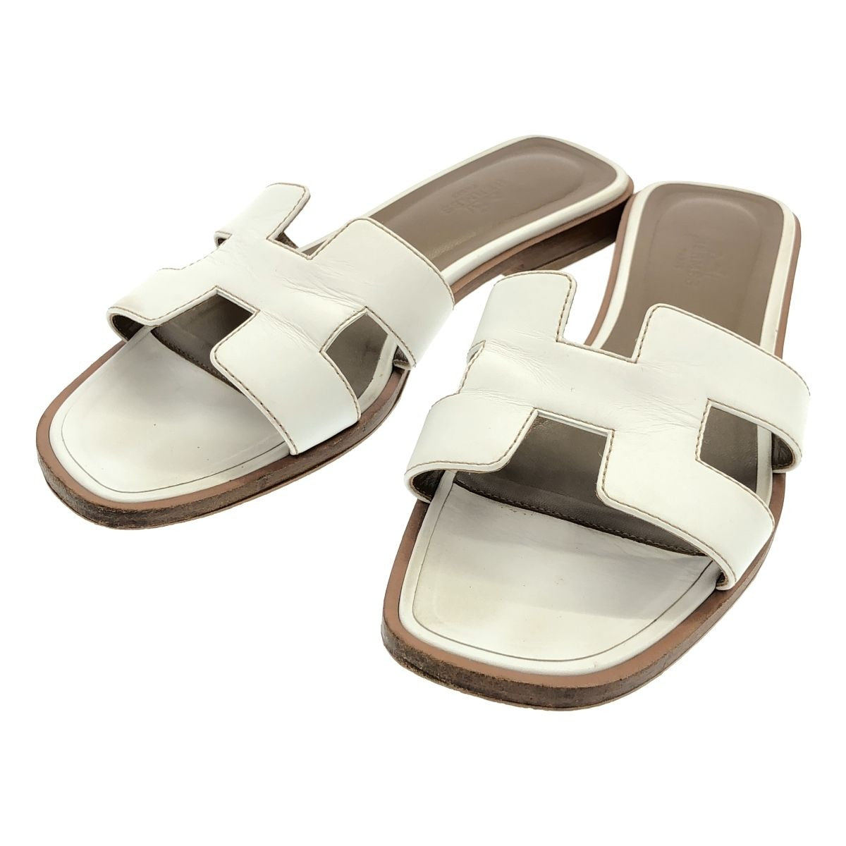 Hermes Oran Sandal White 37.5