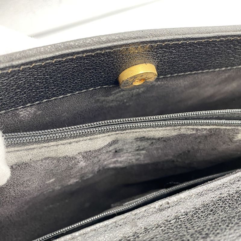 Gucci 002 853 Tote Bag Bamboo Suede Leather Black Ladies Men Vintage