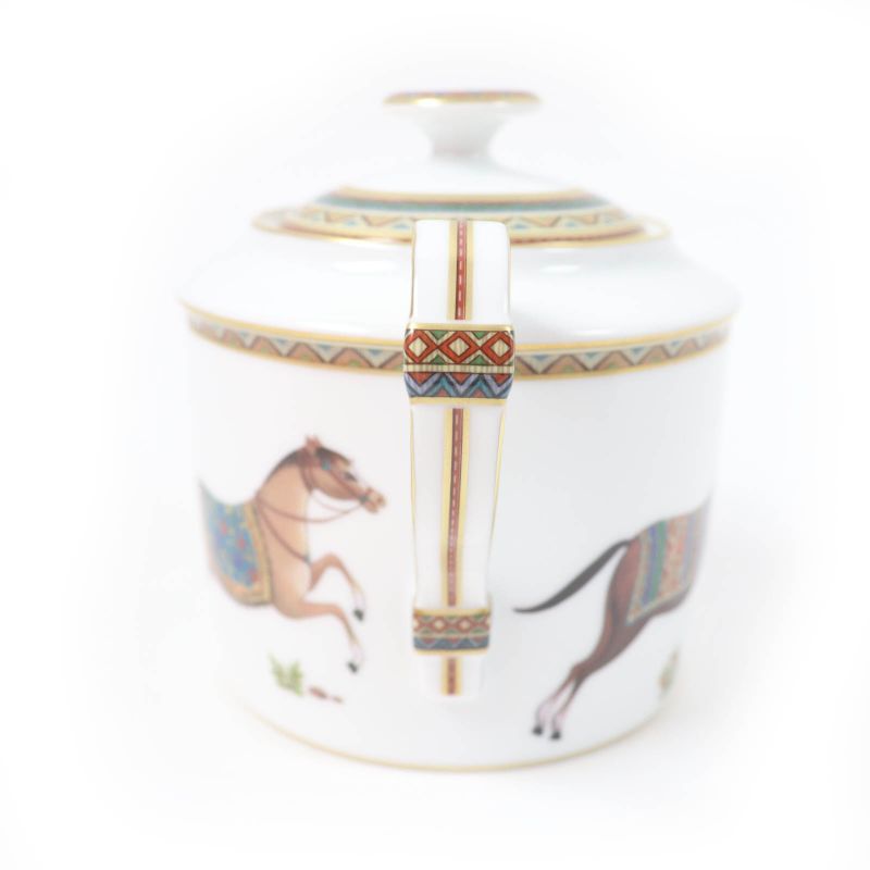 Hermes Chevaldrian Pottery Horse Horse Motif Sugar Pot White Gold With Box Made
