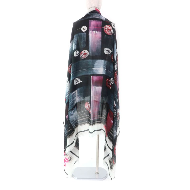 CHANEL 100% Cashmere Tweed 2023 Fringed All Over Large Scarf Shawl Multi With