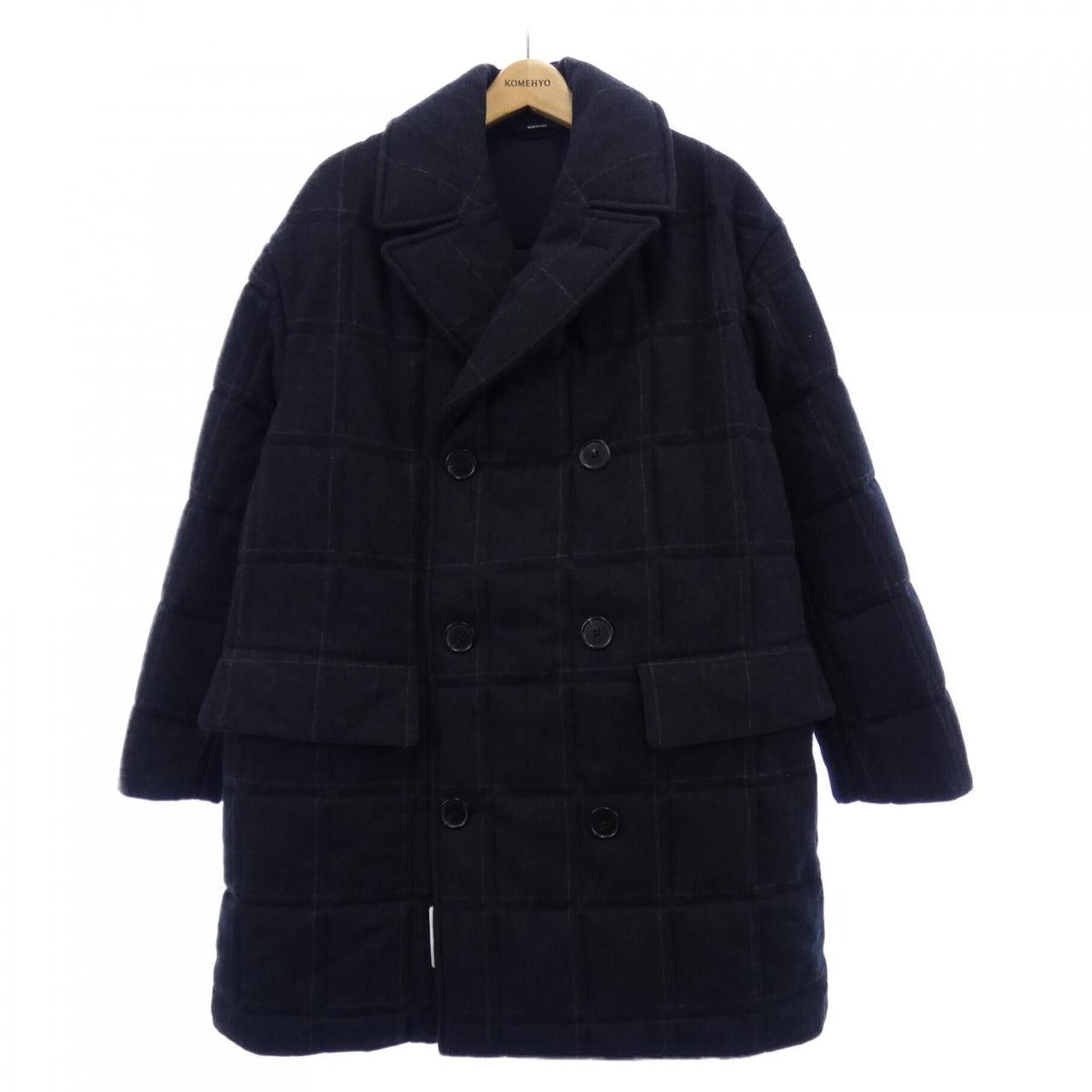 Hermes Pea Coat Cashmere Gray Check