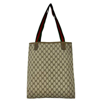 Gucci Vintage Sherry Line GG Logo Pattern Leather Tote Brown — view 3