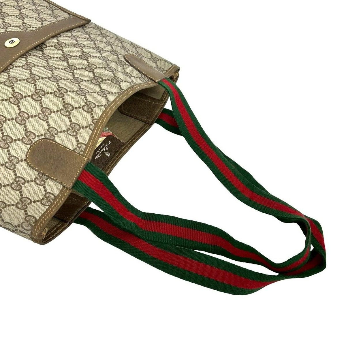 Gucci Vintage Sherry Line GG Logo Pattern Leather Tote Brown — view 4