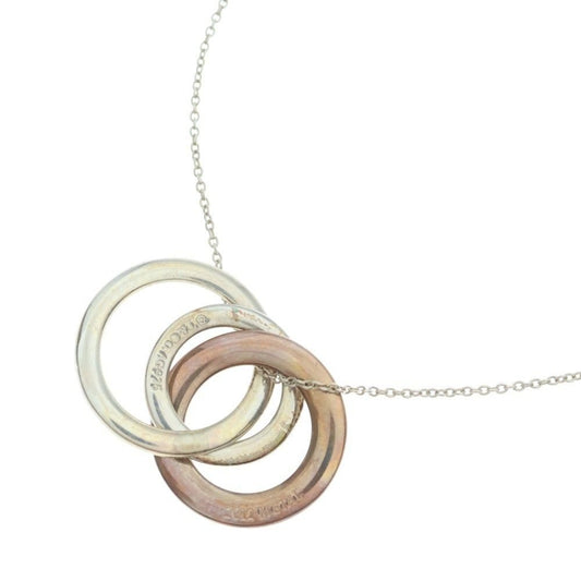 Tiffany & Co Interlocking Circle Chain Pendant Necklace 925 Sterling Silver
