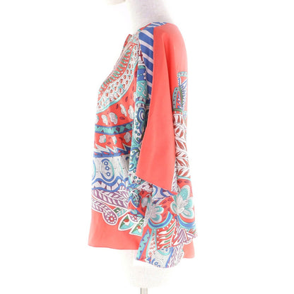 Hermes Silk Allover Pattern Short Sleeve Skipper Shirt Top — view 3