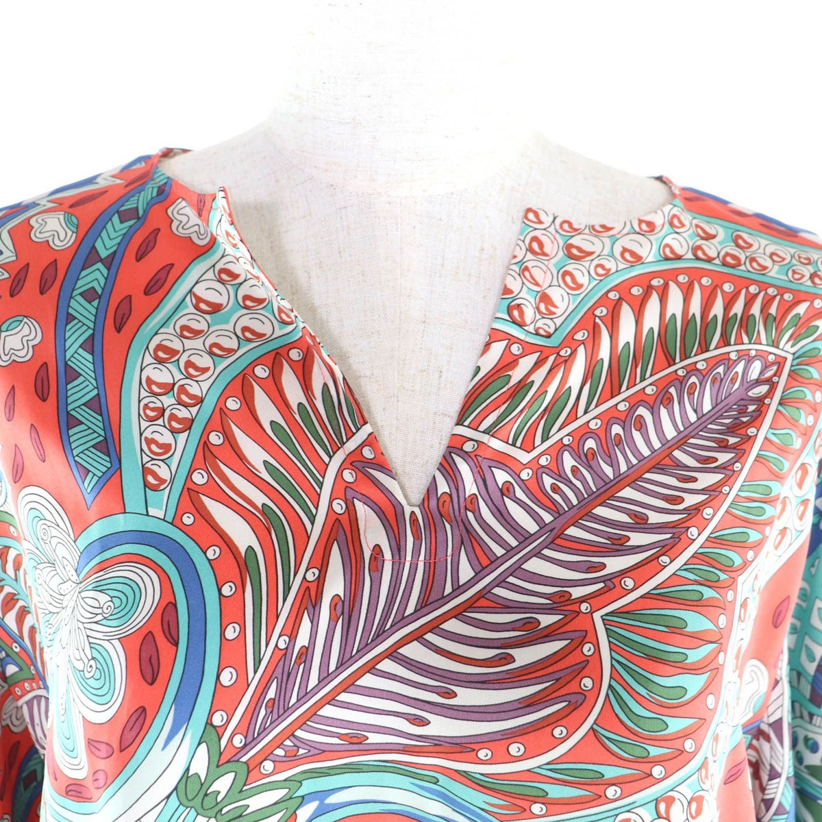 Hermes Silk Allover Pattern Short Sleeve Skipper Shirt Top — view 5
