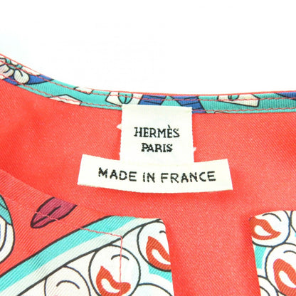 Hermes Silk Allover Pattern Short Sleeve Skipper Shirt Top — view 6