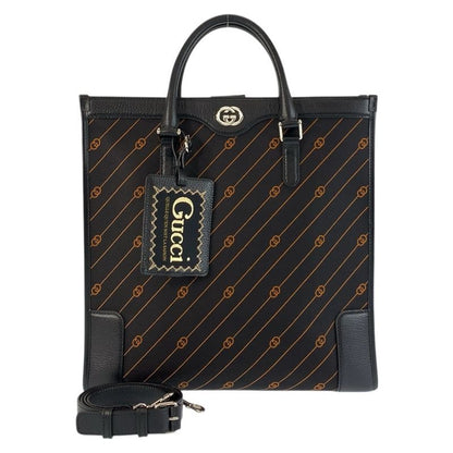 Gucci Interlocking Black Orange Tote Bag 2-Way