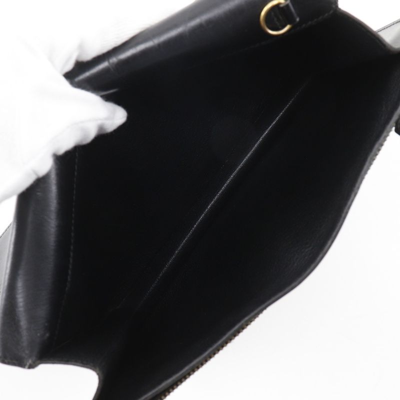 Hermes Pochette Jet Second Bag Vintage Box Calf Black 0V Men's Clutch Bag