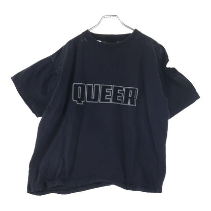 Balenciaga Distressed Logo Embroidery Crew Neck Short Sleeve T-Shirt