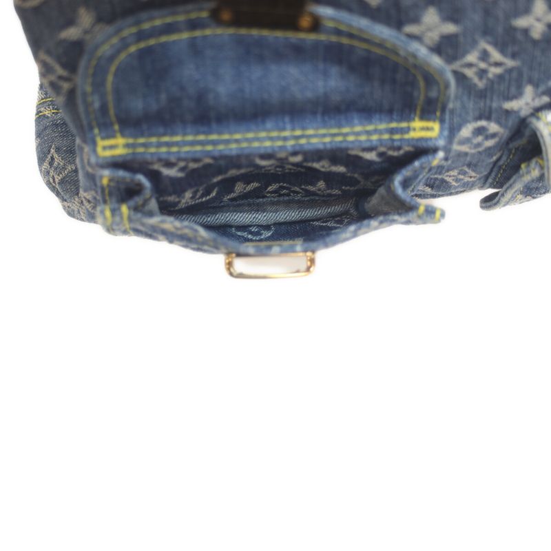 Louis Vuitton 05 M95048 Monogram Denim Baggy GM Handbag Shoulder Blue Denim