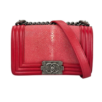 Chanel 20 Lambskin Red Shoulder Bag Silver