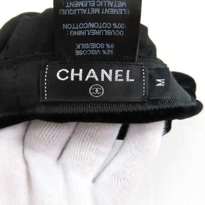CHANEL 21AW Silk Mix Velour Casket With Coco Mark Hardware Hat Black M Made In