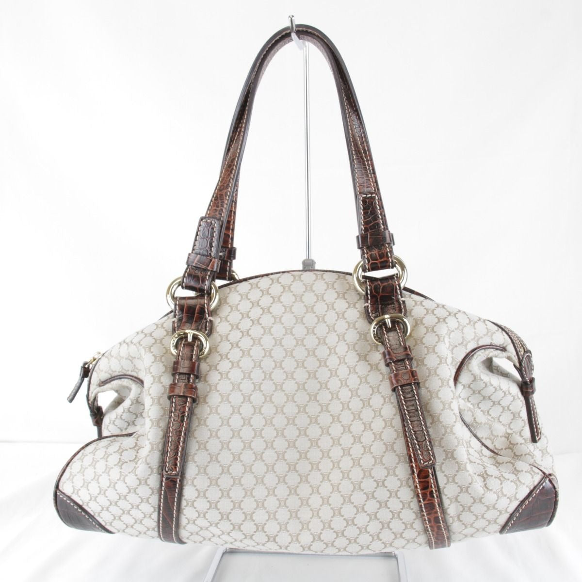 Celine Macadam Pattern Beige Handbag Canvas