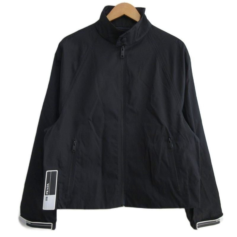 Prada 18 SS Stand Collar Nylon Jacket Blouson Rubber Logo S Black Mnk3
