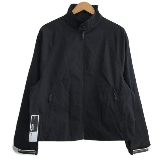 Prada 18 SS Stand Collar Nylon Jacket Blouson Rubber Logo S Black Mnk3