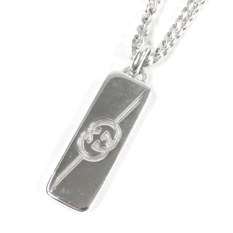 Gucci 774055 Diagonal Interlocking G Ag925 Chain Necklace Silver With Box And