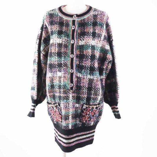 CHANEL P72935 Cashmere Silk Blend Gripore Button MIX Knit Tunic/dress Multi 36