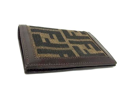 Fendi Zucca Pattern Canvas Bifold Wallet Women's Brown And Black Fm3124