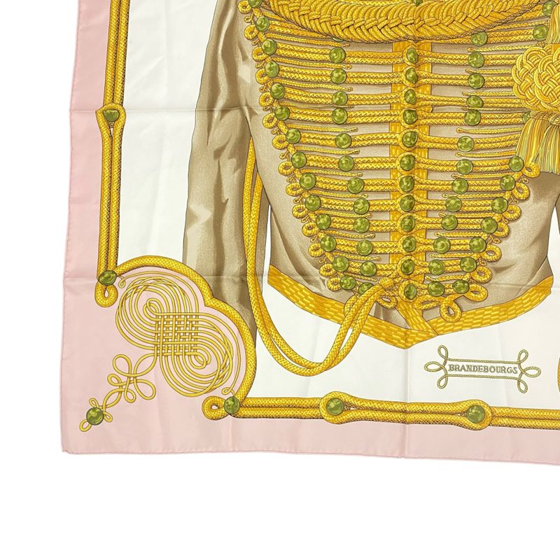 Hermes Carre 90 Brandebourgs Brandenburg Decor Scarf Silk Pink