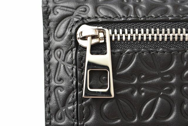 Loewe Wallet Unisex Loewe Long Wallet Anagram Calfskin Black