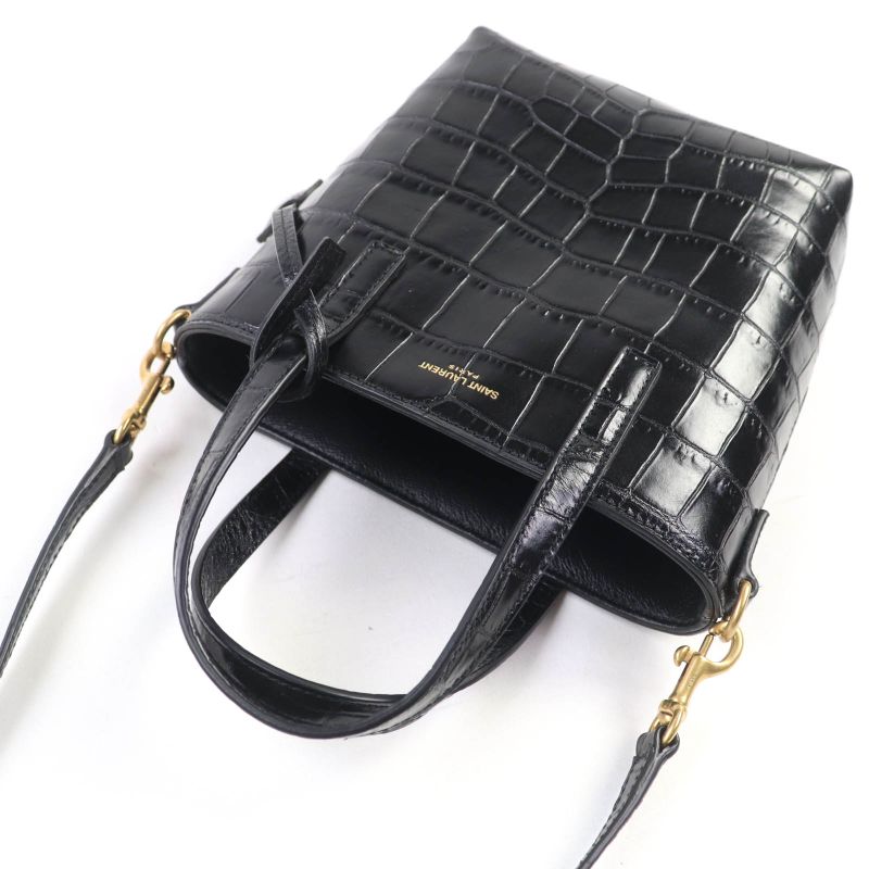 Saint Laurent Paris 712367 Mini Toy Shopping Leather Croc Shape Pressed 2WAY