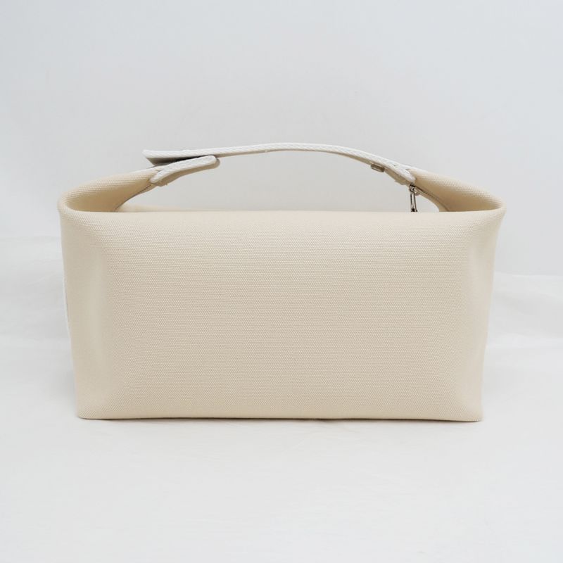 Hermes Brid A Black GM Natural Handbag Pouch Beige Ladies Men's