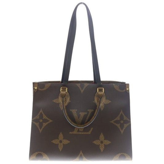 Louis Vuitton On The Go MM Monogram Reverse Giant Leather 2-Way Bag Gold Brown