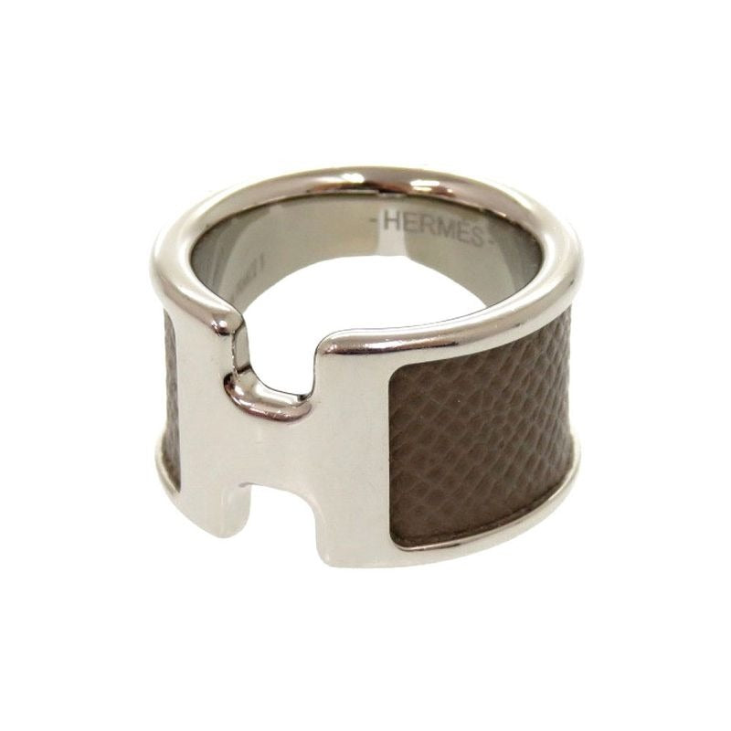 Hermes Olympe GM Vaux Epson Etoupe Silver Hardware Ring Size S Accessories 0373