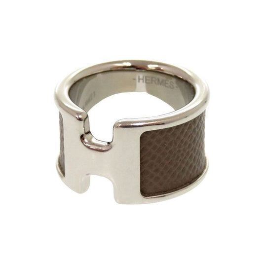Hermes Olympe GM Vaux Epson Etoupe Silver Hardware Ring Size S Accessories 0373