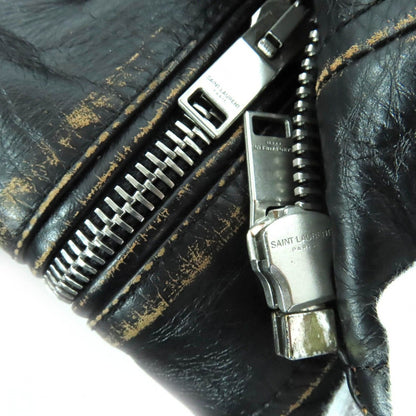 Saint Laurent Paris Patch Vintage Processing Calfskin Leather Rider — view 5