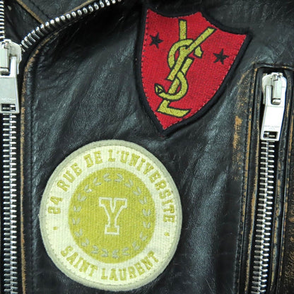 Saint Laurent Paris Patch Vintage Processing Calfskin Leather Rider — view 6