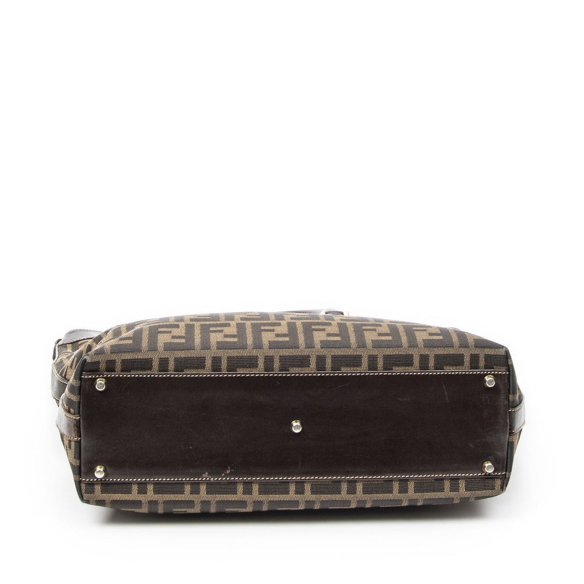 Fendi Large Zucca Shopping Tote Tongue Dark Brown Canvas Tan — view 6