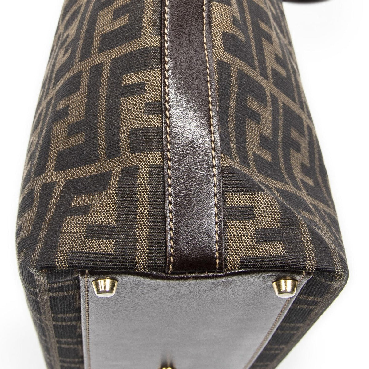 Fendi Large Zucca Shopping Tote Tongue Dark Brown Canvas Tan — view 8