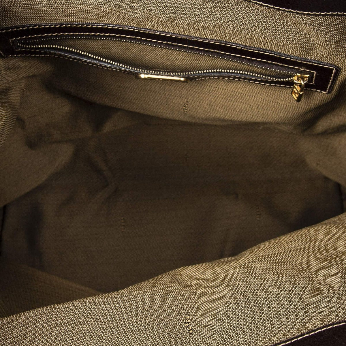 Fendi Large Zucca Shopping Tote Tongue Dark Brown Canvas Tan — view 9