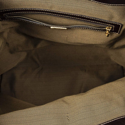 Fendi Large Zucca Shopping Tote Tongue Dark Brown Canvas Tan — view 9