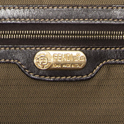 Fendi Large Zucca Shopping Tote Tongue Dark Brown Canvas Tan — view 10