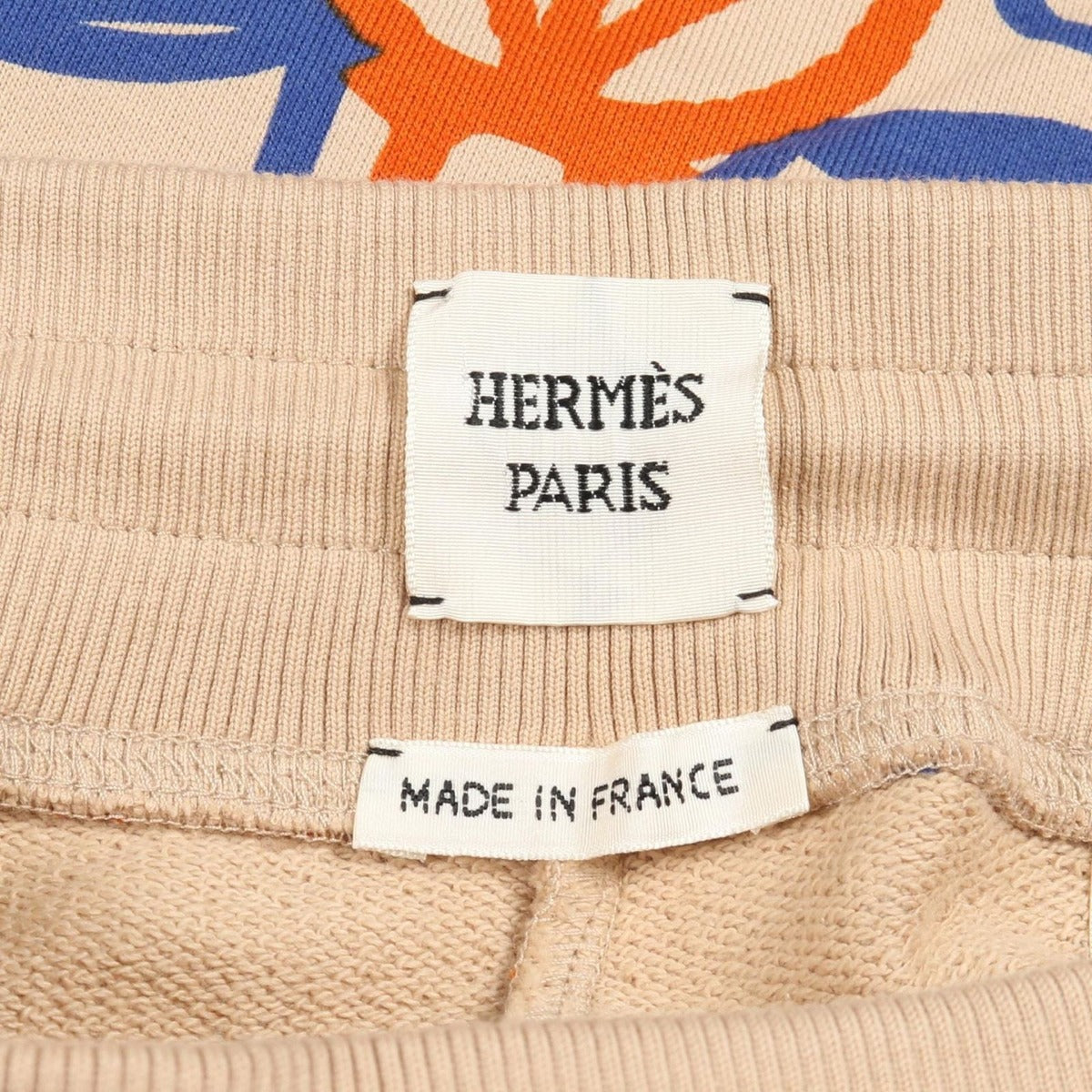 Hermes Pants Fantaisie D'etriers 3 E4400 di Beige Orange Blue Cotton Jogging — view 3