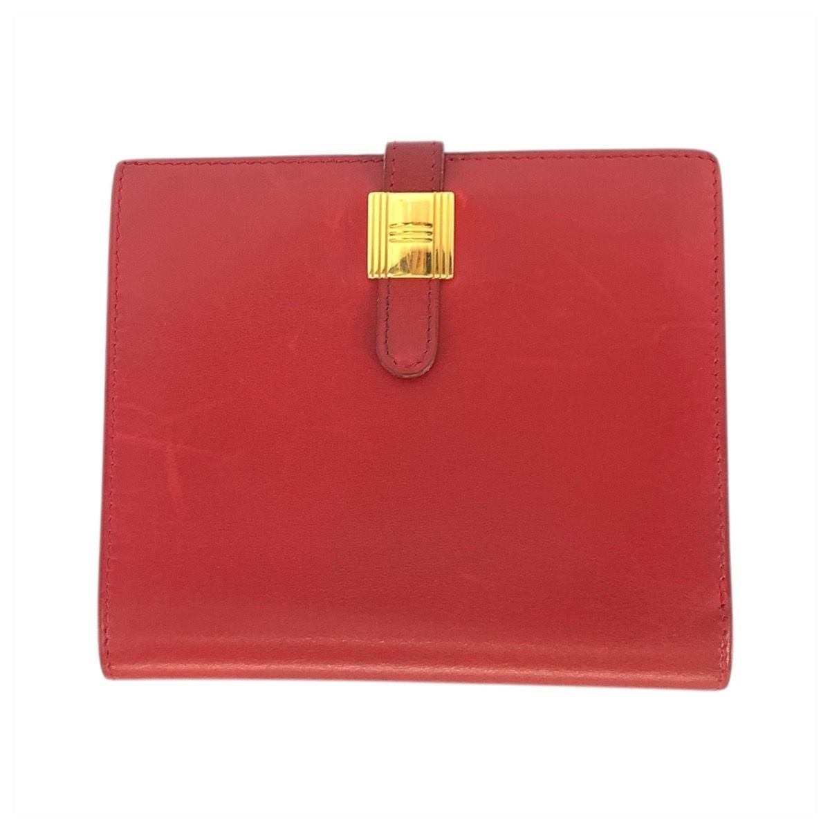 Hermes Saumur Red Gold Leather Compact Wallet
