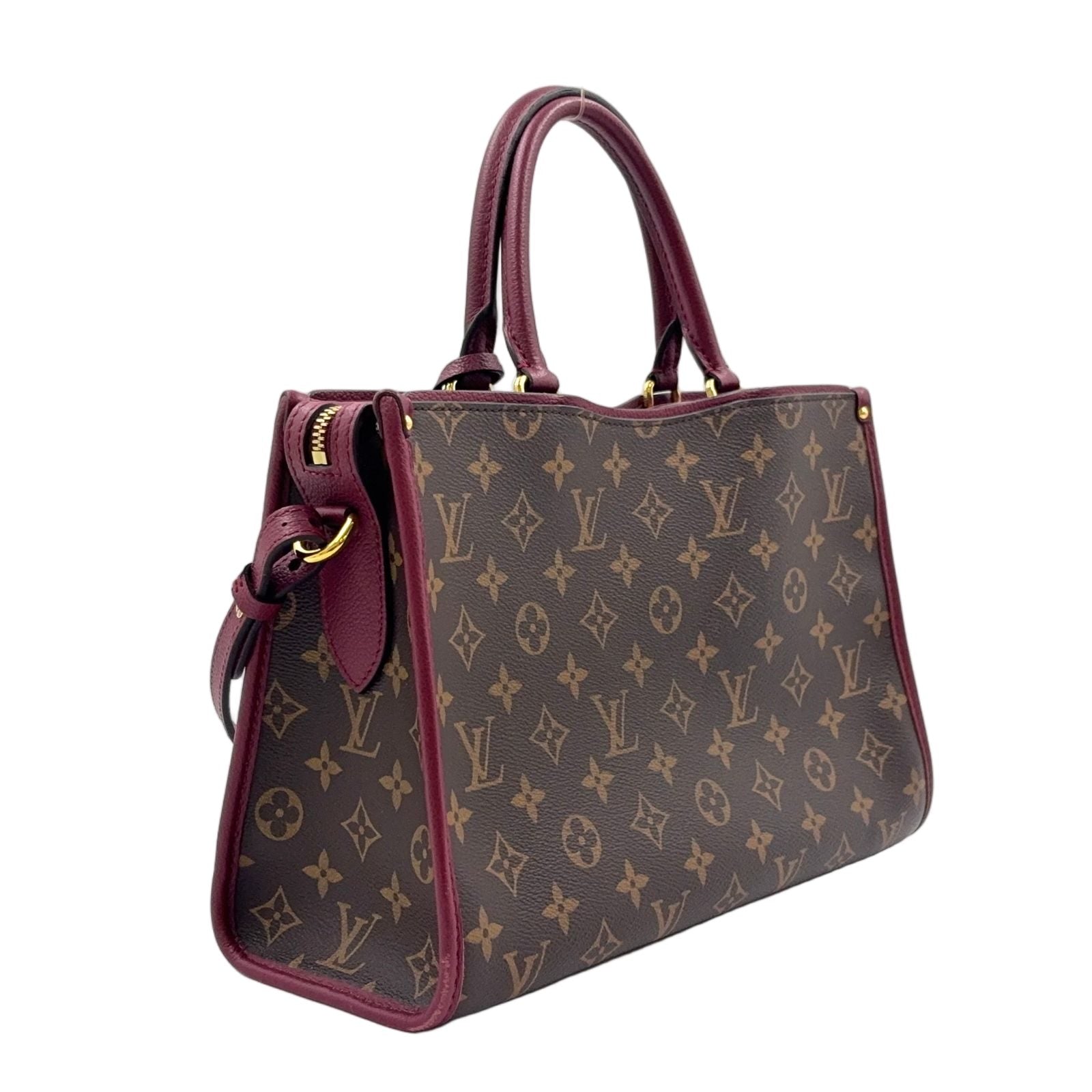 Louis Vuitton Popincourt PM Monogram Leather Brown Bordeaux Handbag Gold — view 2
