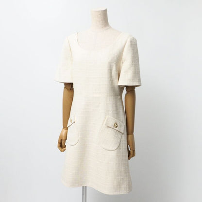 Gucci Dress Size 42 Short Sleeves Dress GG Logo Tweed Made In Italy