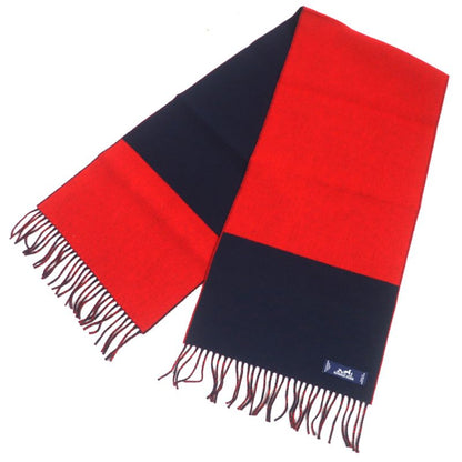 Hermes H258091s 100% Cashmere Marine/rouge Casaque Echarpe Fringe Scarf Made