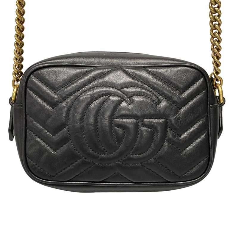 Gucci Shoulder Bag GG Marmont Quilted Mini Bag 448065 Black Chain Shoulder