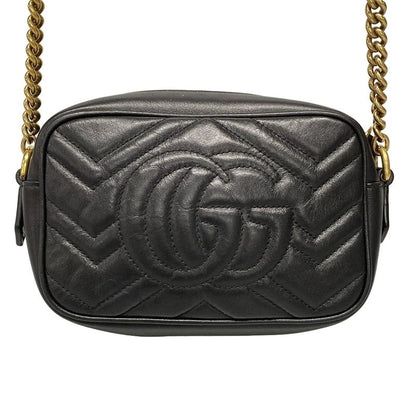 Gucci Shoulder Bag GG Marmont Quilted Mini Bag 448065 Black Chain Shoulder