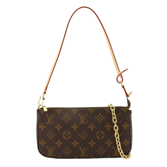 Louis Vuitton Monogram Pochette Hand Bag Brown