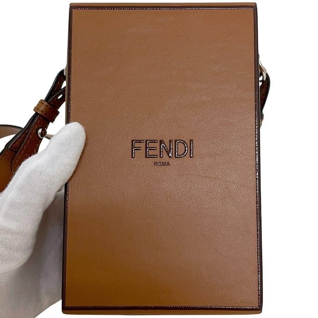 Fendi Shoulder Bag Box Bag Brown 7va519 Excellent Condition