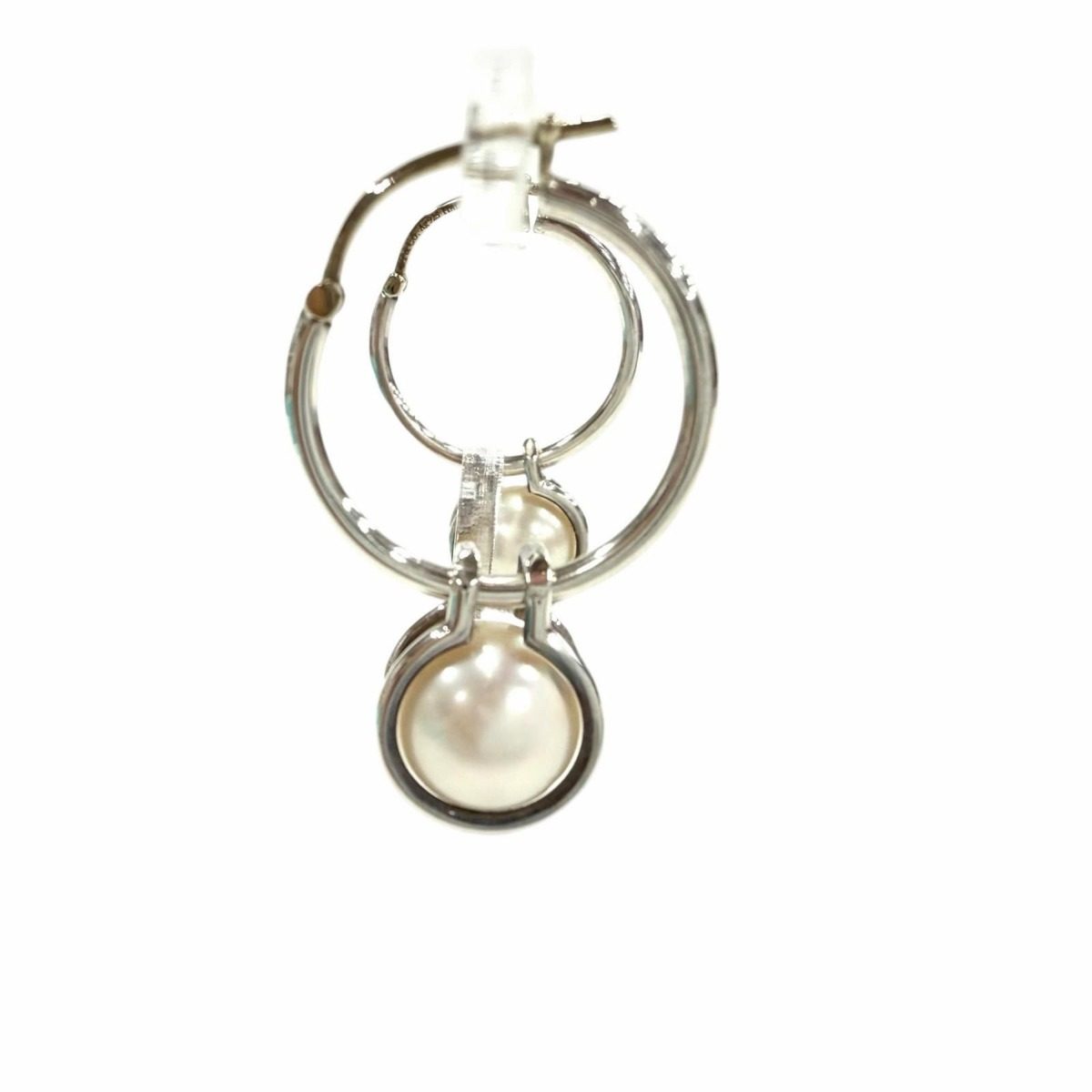 Tiffany & Co Pearl Hoop 925 Fresh Water Earrings Silver Gold Box Weight — view 4